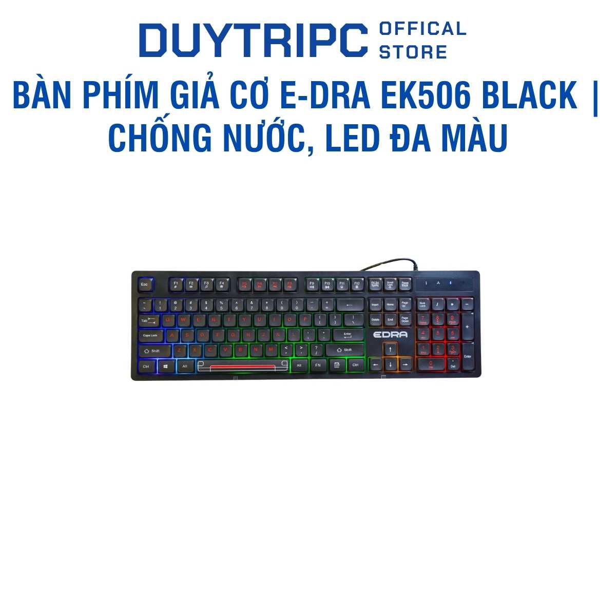 Bàn phím giả cơ E-Dra EK506 Black | Chống nước, LED đa màu, độ bền cao